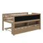 Lit mezzanine simple simple avec tablettes de rangement, tableau noir et lit gigogne-298781158