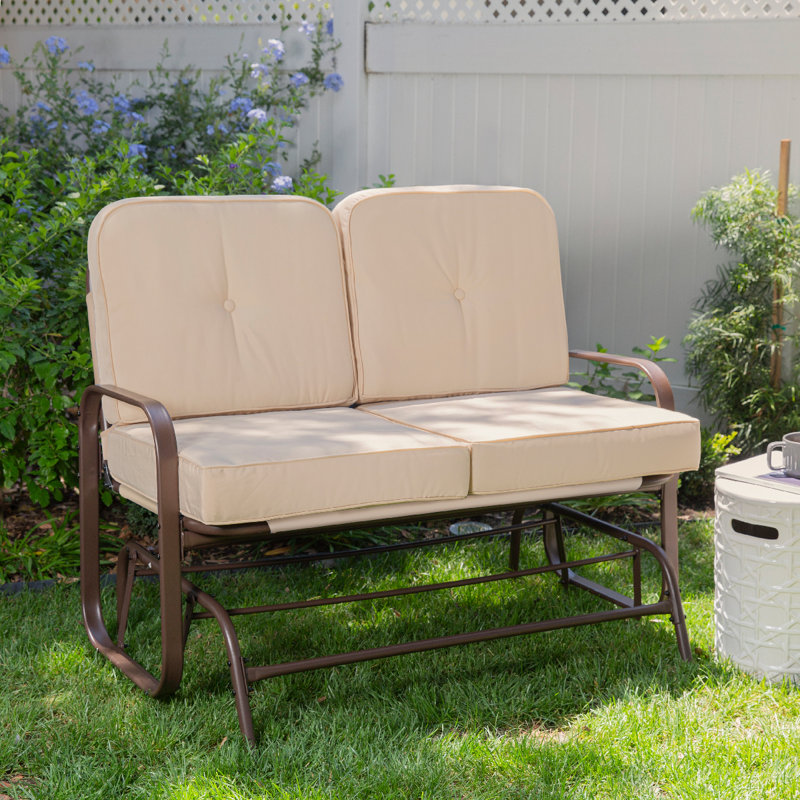 Banc d'extérieur en métal avec coussins, Beige