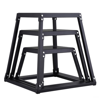 Plyometric Jump Boxes, 12/18/24 Inch Plyo Box, Platform And Jumping Agility Box, Anti-Slip Fitness Exercise Step Up Box Set For Home Gym Training, Conditioning Strength Training, Black
