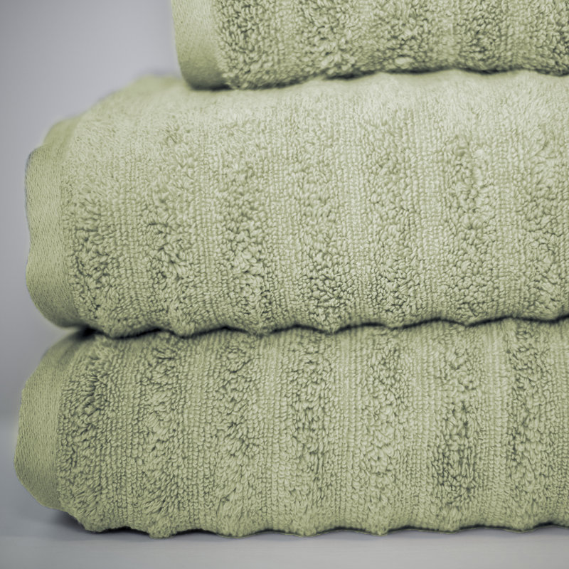 Modern Threads Spa Collection 6-Piece Ultra Soft Quick-Dry 550GSM 100% Combed Cotton Wavy Towel Set, Sage
