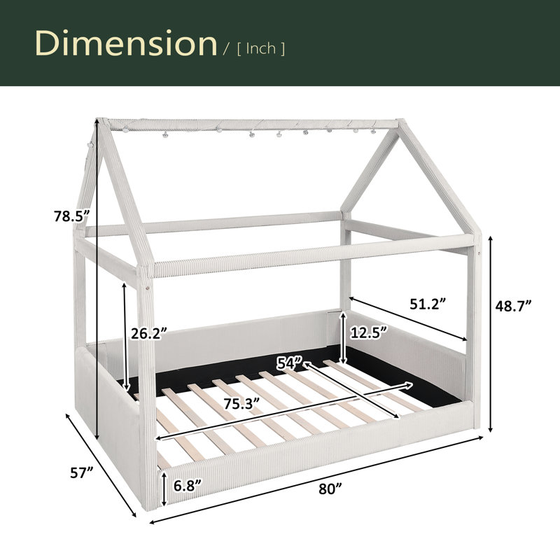 Lit de jour double rembourré avec bandes lumineuses DEL, Beige