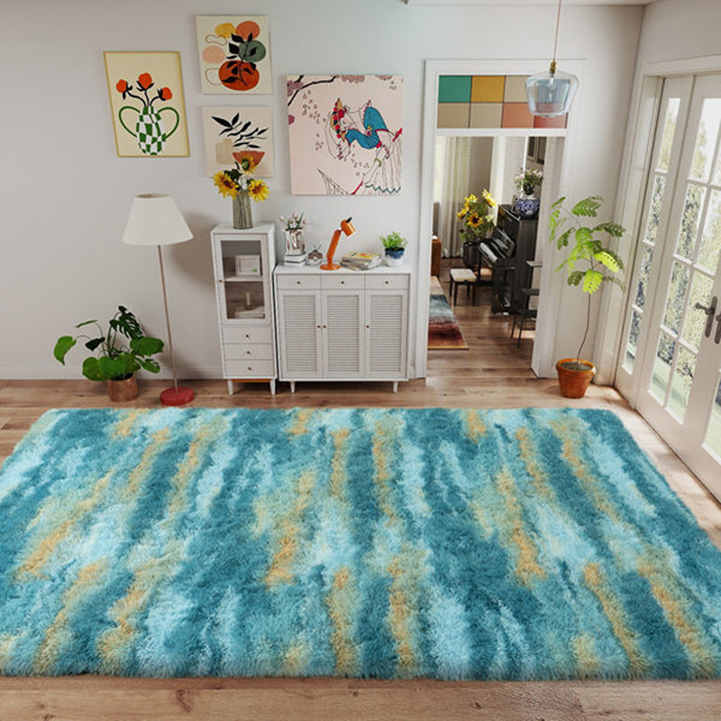 Shag Rug Soft Fluffy -Indoor Area Rug for Living Room Bedroom Nursery Kids Room, Rectangle 6' x 9', Yellow/Blue