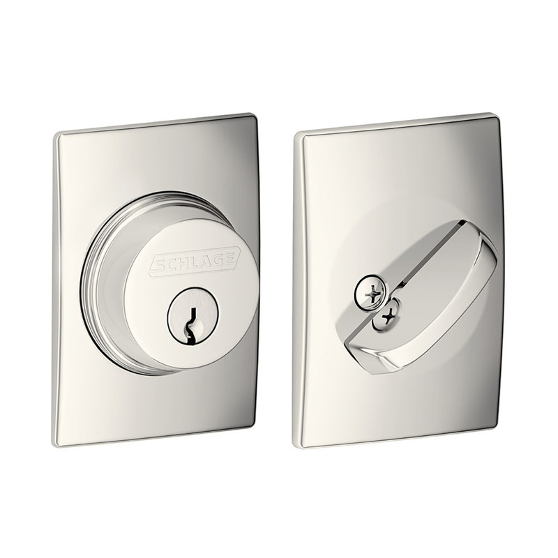 Single Cylinder Deadbolt with Century Trim, Bright Nickel