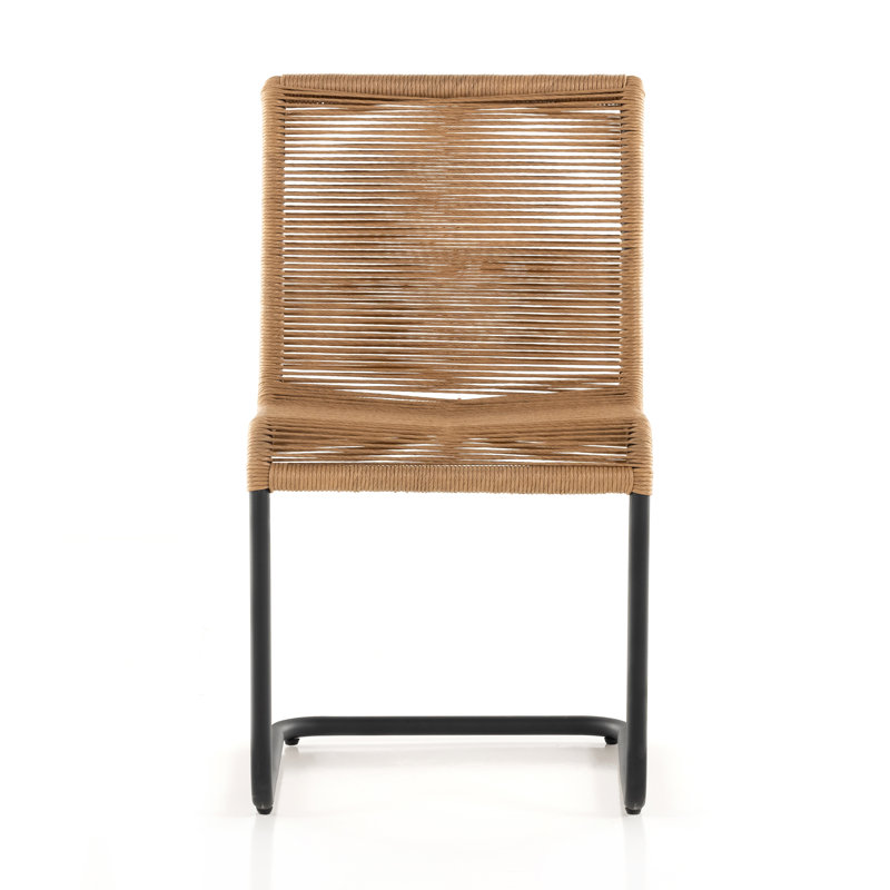 Grover Outdoor Dining Side Chair, Black, Vintage Natural