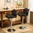 Contemporary Tufted Adjustable Height Hydraulic Bar Stools, Set Of 2, With Swivel Seat And Stable Base, Bar Stool-1587913418