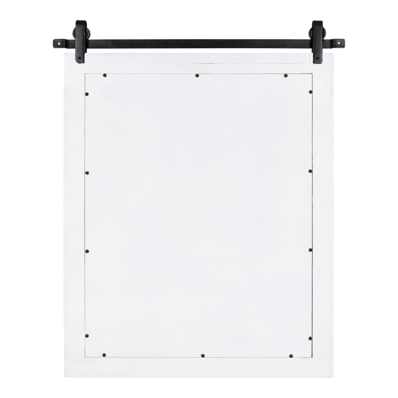 Dayanah Modern Farmhouse Distressed Accent Mirror, White, 22" x 30"