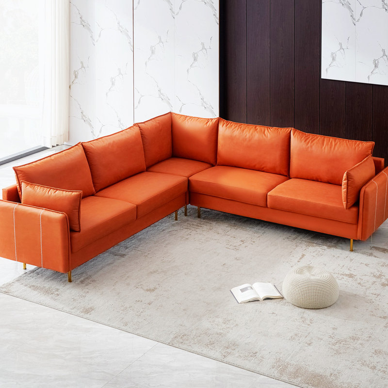 Canapé modulaire en cuir Vegan, Similicuir orange