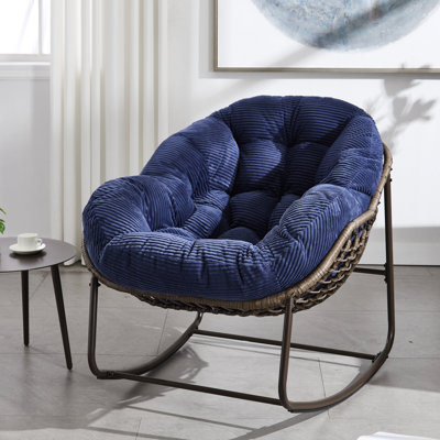 Siège berçant bleu marine avec structure solide - pour le jardin, le salon, la chaise élégante dans le cadre de la véranda, design ergonomique extérieur
