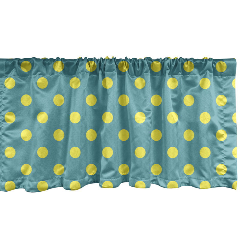 Cantonnière Ambesonne - jaune et bleu - paquet de 2 pois nostalgiques - jaune, L 42 po x L 18 po