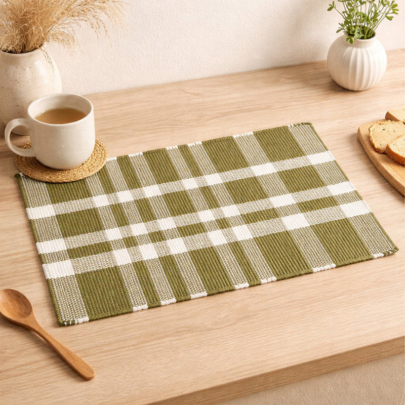 Polyester Striped Placemat, Green