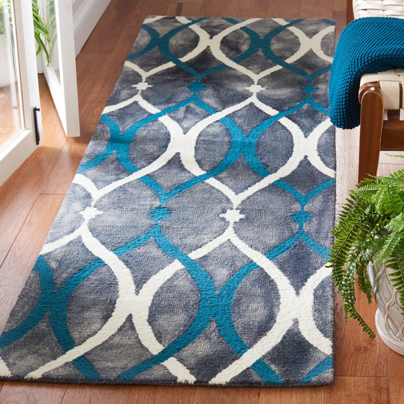 Amekia Hand Tufted Wool Geometric Rug, Runner 2'3" x 8'
