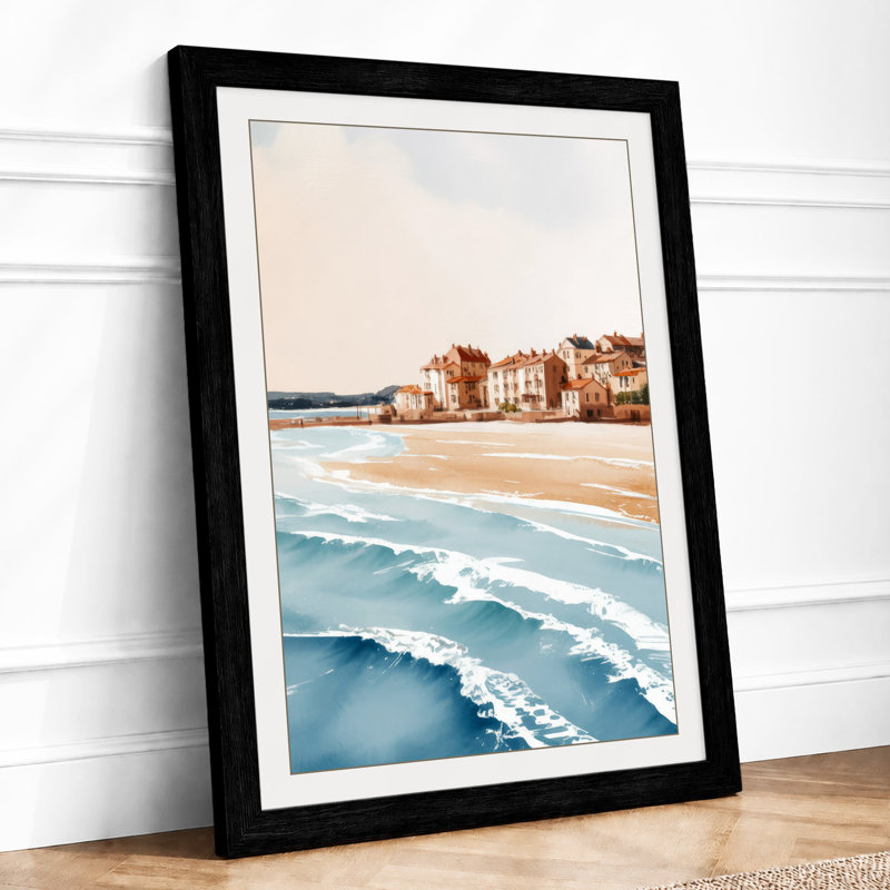 Town at Rest Coastal - Framed Print, A1 - 84.1 x 59.4 cm, Black