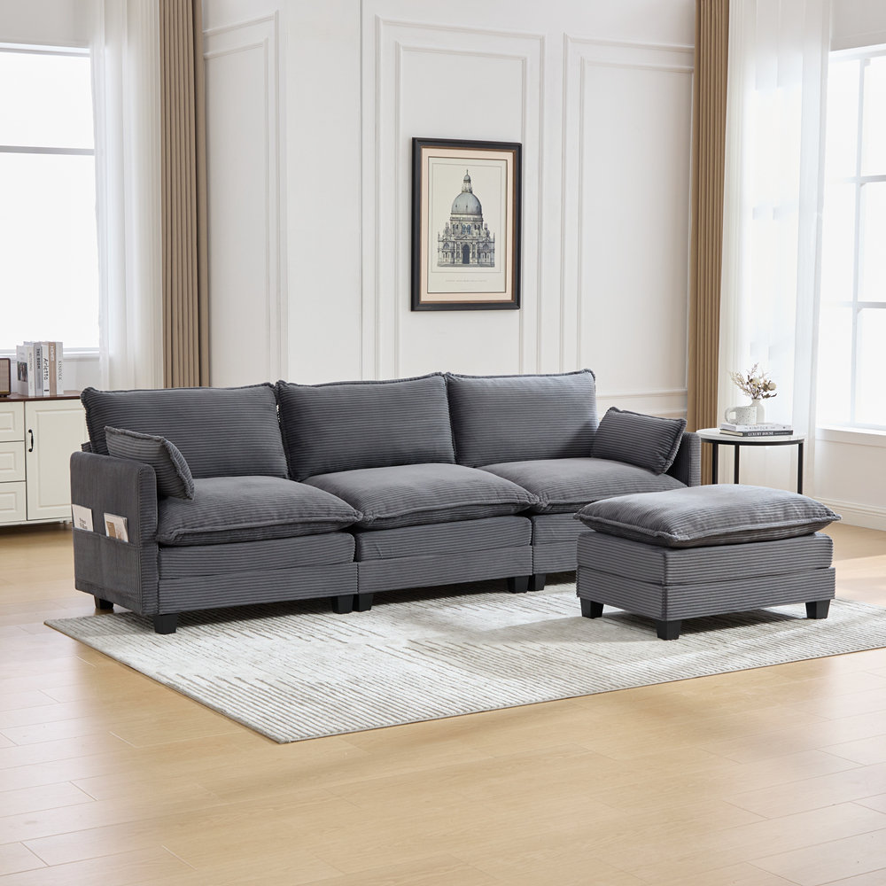 Latitude Run® Oversized Modular Sectional Sofa with Movable Ottoman ...
