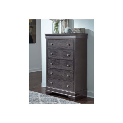 Commode gris métallique en crocodile Shaker