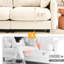 Canapé modulaire à quatre places, chenille, tissu lavable, canapé modulaire, diverses combinaisons de chenille, coussin, coussins, beige