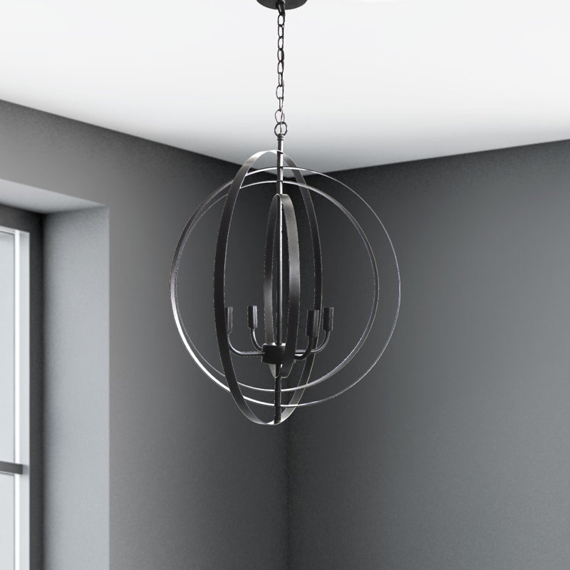 Lustre globe à 4 lumières de style bougie Laliberte, Bronze ébène