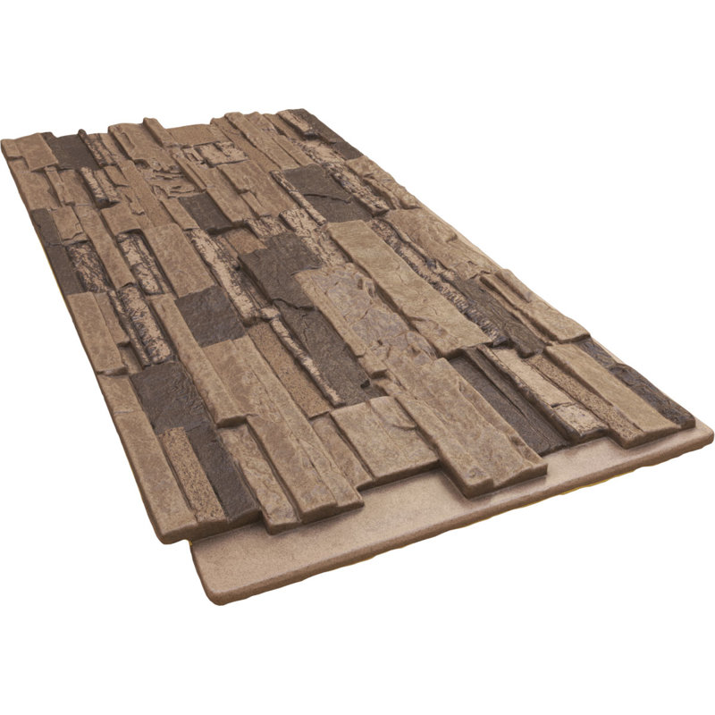 Cascade Stacked Faux Stone 24.75" x 48.625" Wall Panelling, Smokey Ridge