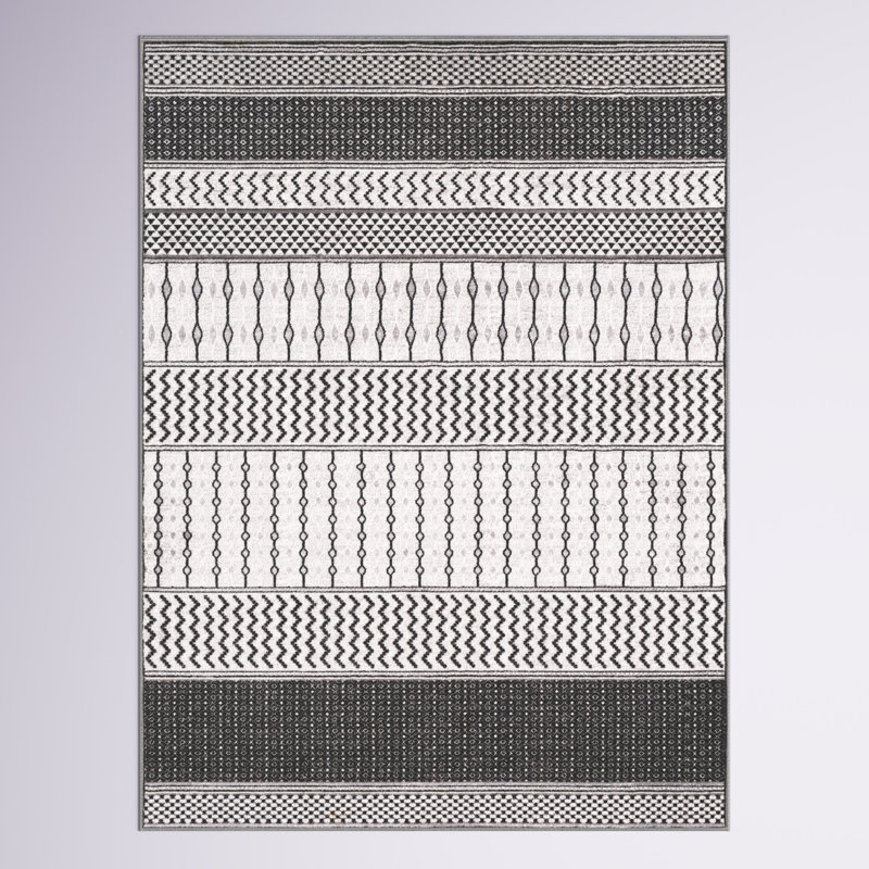 Tapis gris anthracite / gris clair Krista, Rectangle 5 pi 3 po x 7 pi 7 po