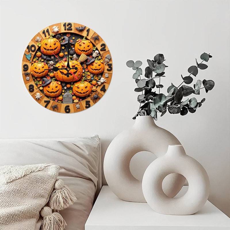 Horloge d'Halloween citrouilles fantaisiste
