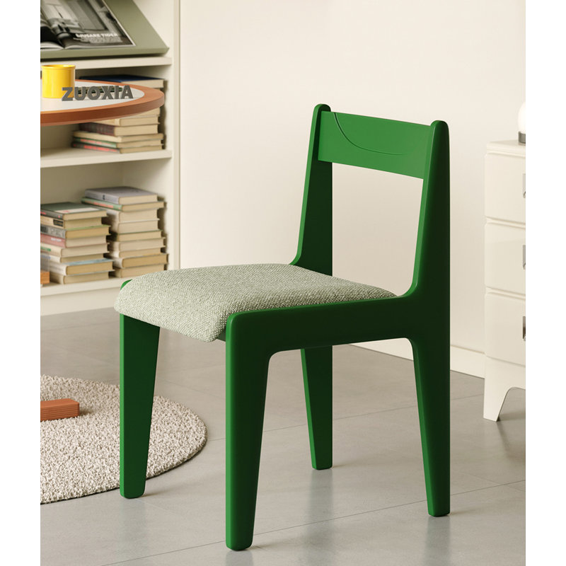 Chaise de salle à manger rétro en bois massif, Vert