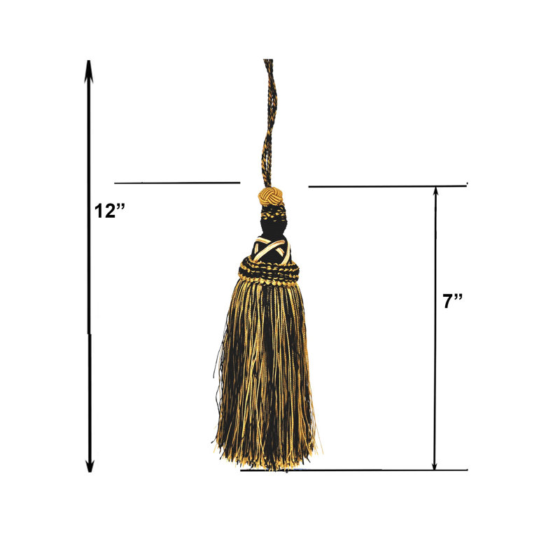 Rayon 7" Curtain Tieback, Black/Toffee