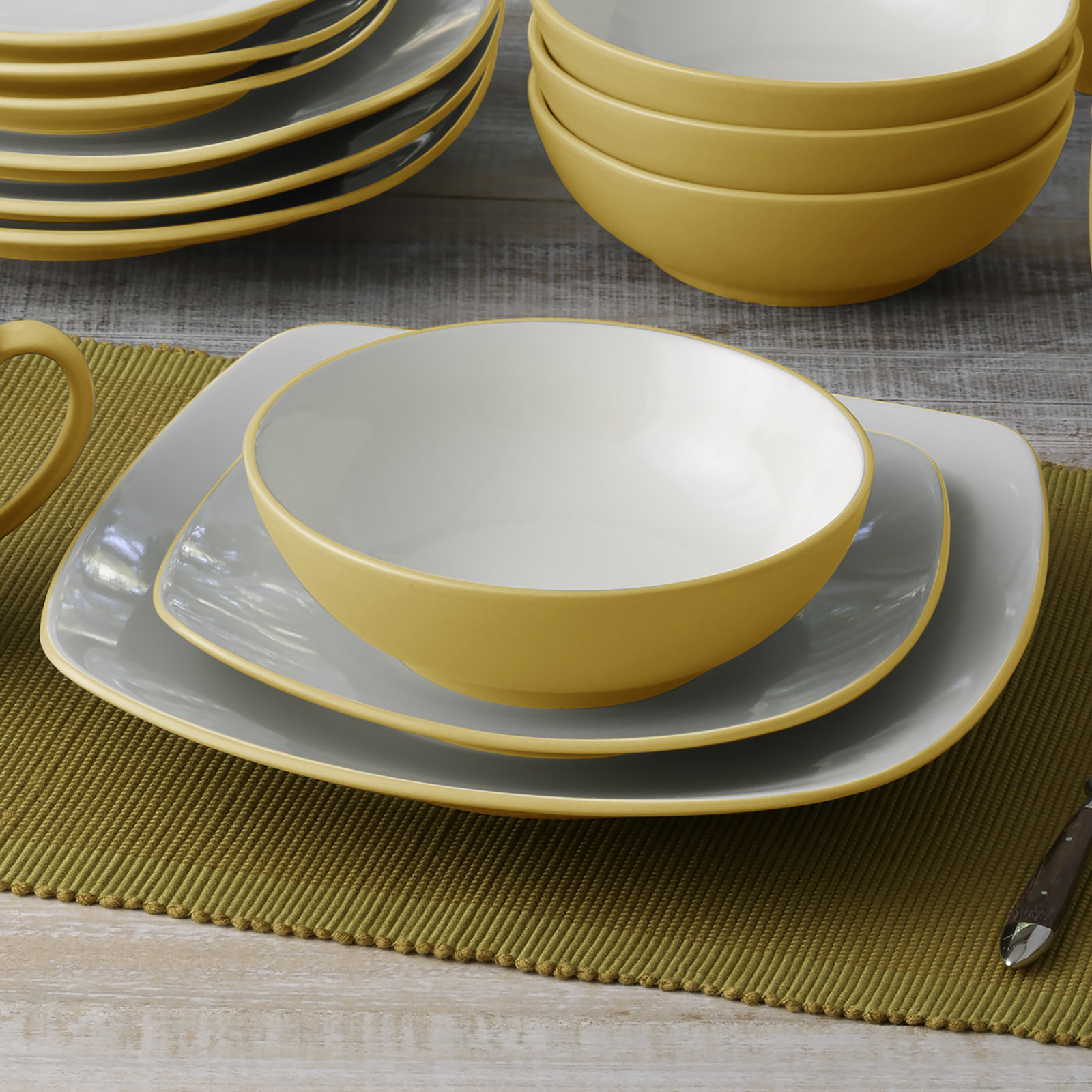Noritake Colorwave Square Salad Plates, 8-1/4", Mustard