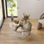 Round Glass Top Coffee Table Abstract Faux Stone Base Centre Table 100x100cm