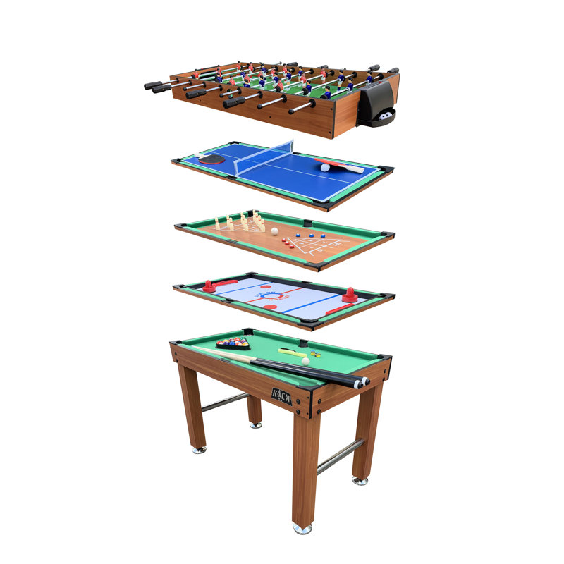 Kick Hexad 48 po 6-en-1 table de jeu multi-jeux pour la maison, la salle de jeux, les amis et la famille, Brun