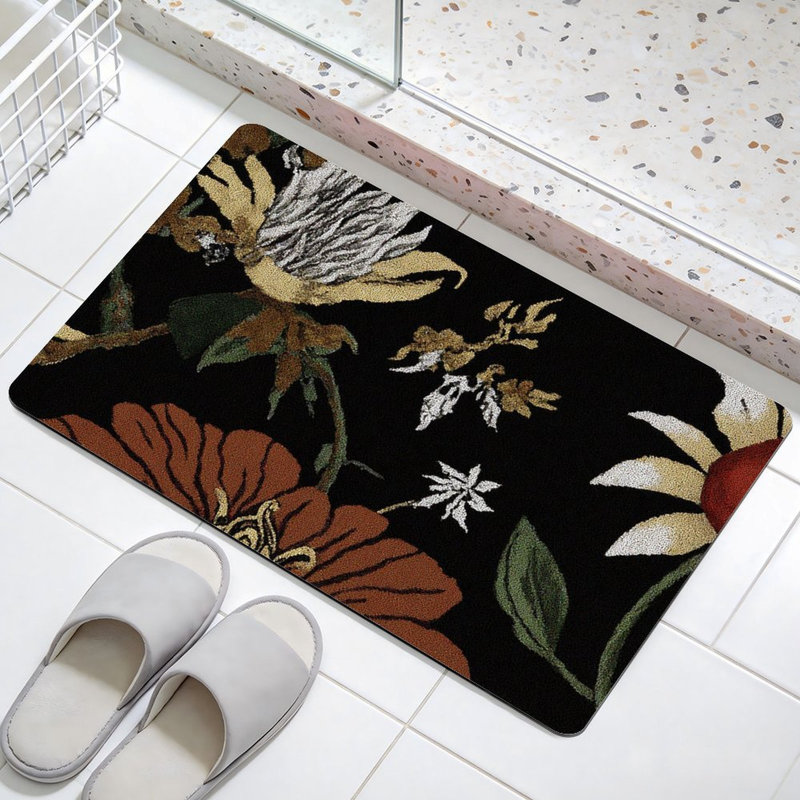 Vintage Floral Pattern Doormat, 24 x 36, for Front Door