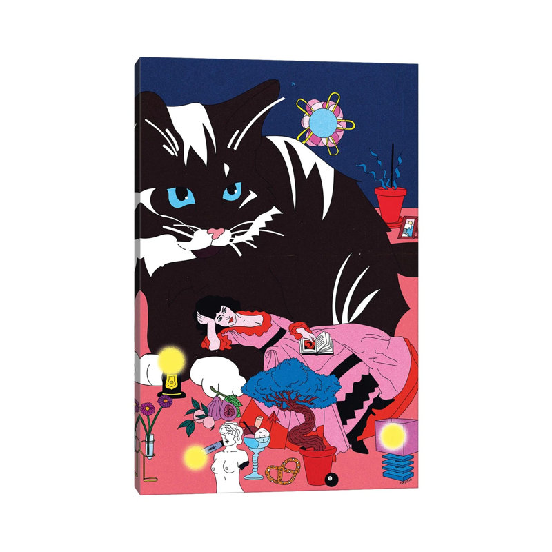 Cat Laying 1 Piece Wrapped Canvas Wall Art, 20.32 cm H x 30.48 cm W