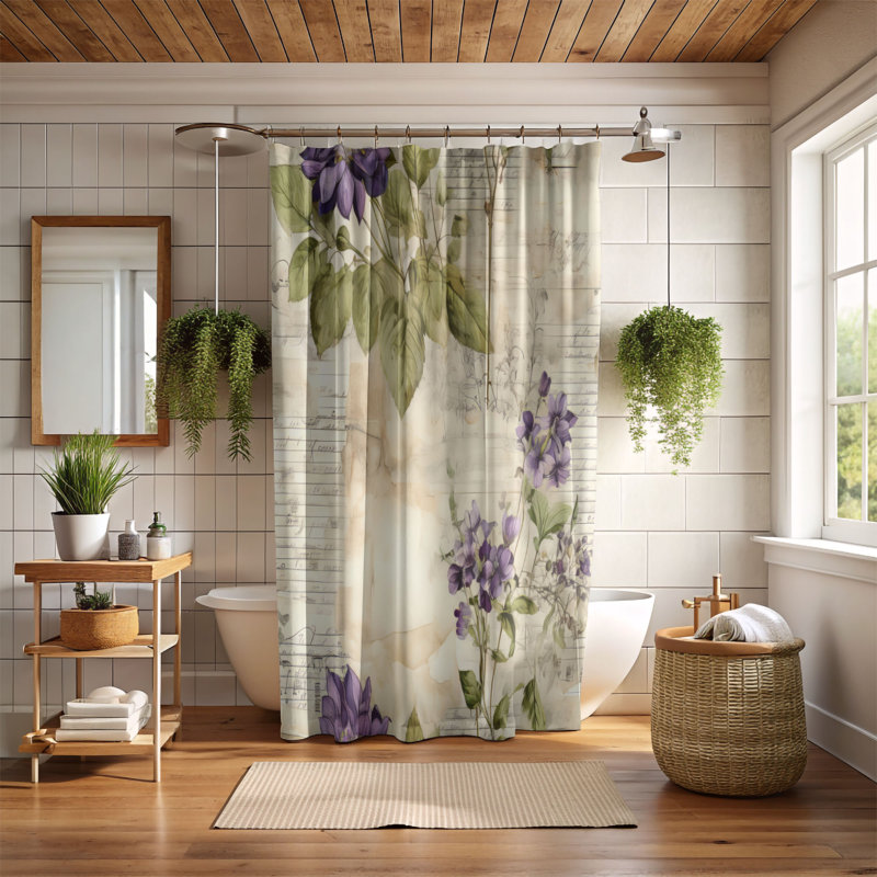 Classic Paper - Rideau de douche Premium, H 74 po x l 71 po