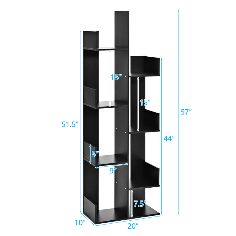 57'' H X 20'' W Freestanding Bookshelf 8-shelf Floor Stand Display, Black
