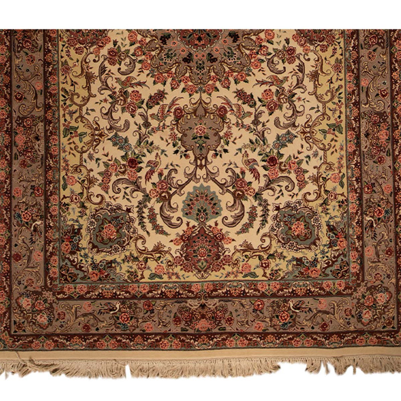 Tapis unique brun / beige / rouge noué à la main de haute qualité