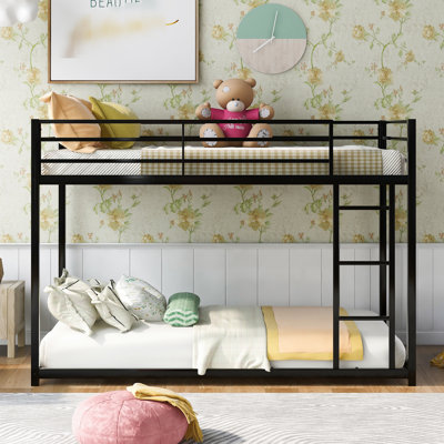 Twin Over Bunk Bed With - Low, In Black Low Black, And Solid Steel Frame