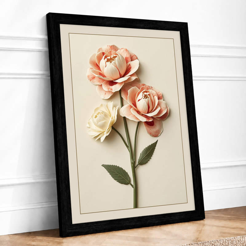 Roses in Bloom Botanical - Framed Print, A3 - 42.0 x 29.7 cm, Black