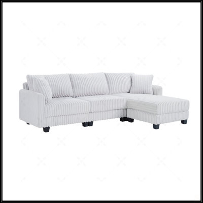 L-Shaped Modular Sofa With Deep Seating, No Assembly Required, High-Density Foam And Steel Springs, Ideal For Living Rooms And Apartments