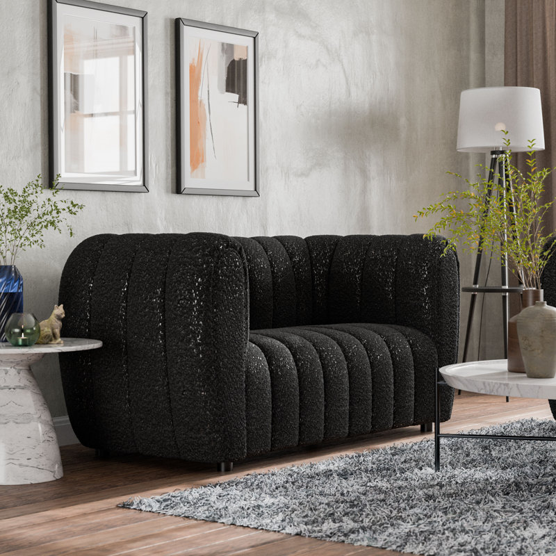 Celal Upholstered 63'' Loveseat, Black 100% Polyester, 31.5” H x 63” L x 34.5” W