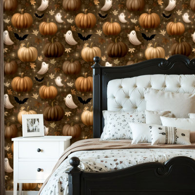 Papier auto-adhésif autocollant et amovible de style scandinave Minimal Halloween 24 po x 118 po (60 x 300 cm)