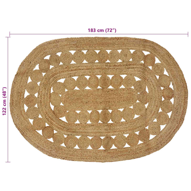 Hand Braided Area Rug, Oval 122cm x 183cm