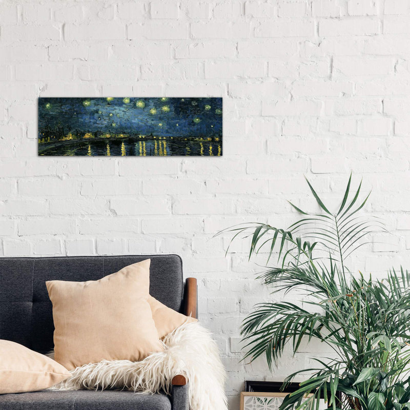 Starry Night Over The Rhone by Vincent Van Gogh - Wrapped Canvas Panoramic Painting, 30.48 cm H x 91.44 cm W x 3.175 cm D