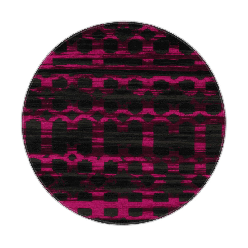 Tapis noir intérieur et extérieur Trellis, Rond 5 pi