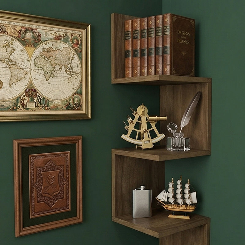 Tablette décorative 3 pièces Jabri, Noyer
