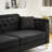 " mid-century modern chenille sofa | tufted buttons & copper nail armrest | 2 pillows | metal legs | stylish living room couch-855021898-855021899