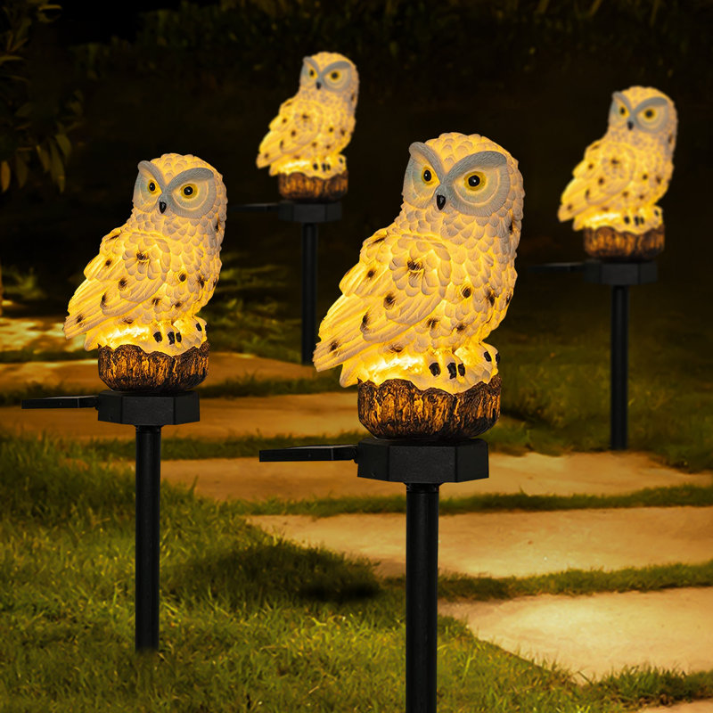 Éclairage solaire hibou de jardin, Blanc