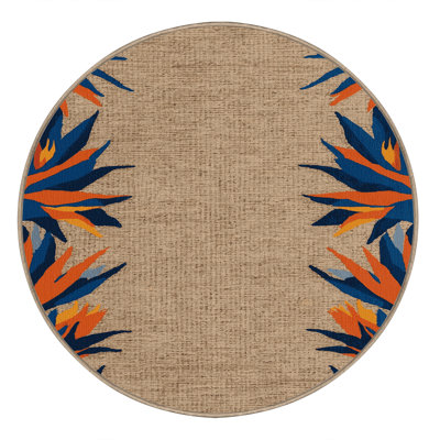 Tapis botanique brun lavable à la machine