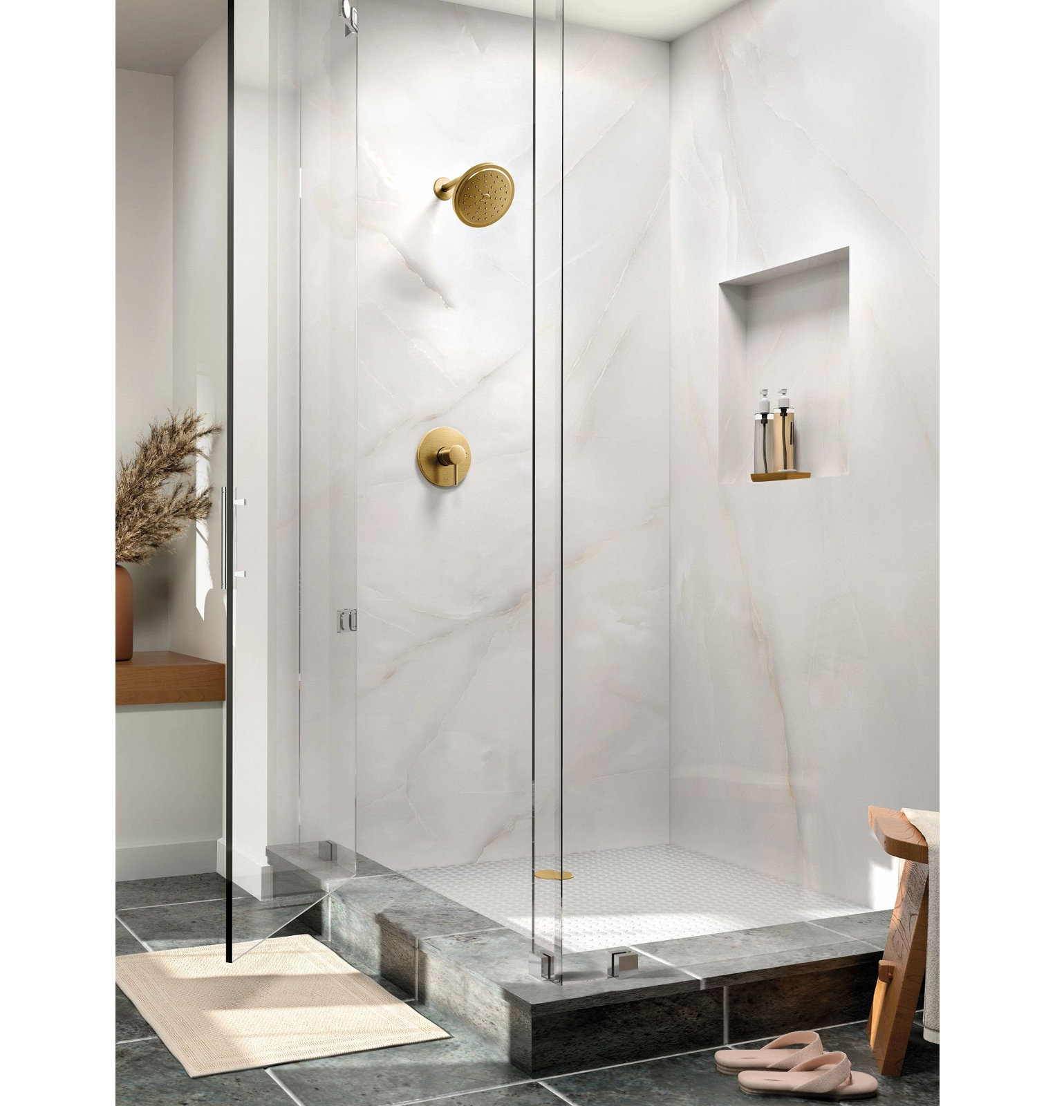Align Shower Faucet Trim, Brushed Gold