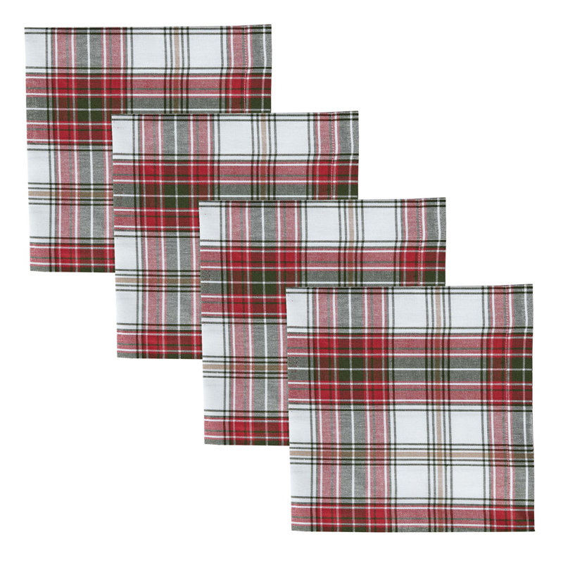  Ensemble de 4 serviettes de table Fraser, Carreaux rouges