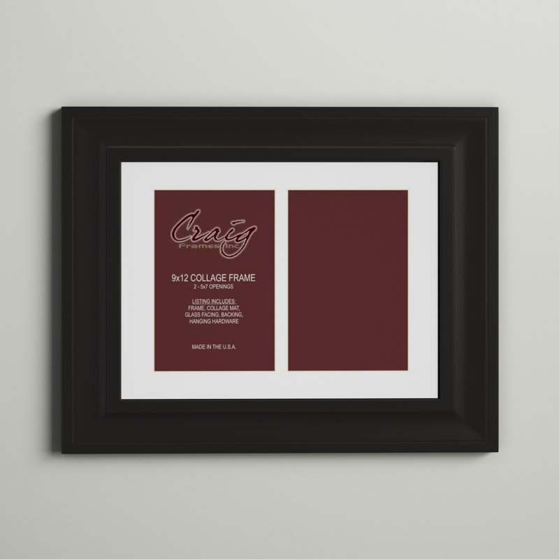 Bednarz Satin Black Matte Picture Frame with Mat, 5" x 7"