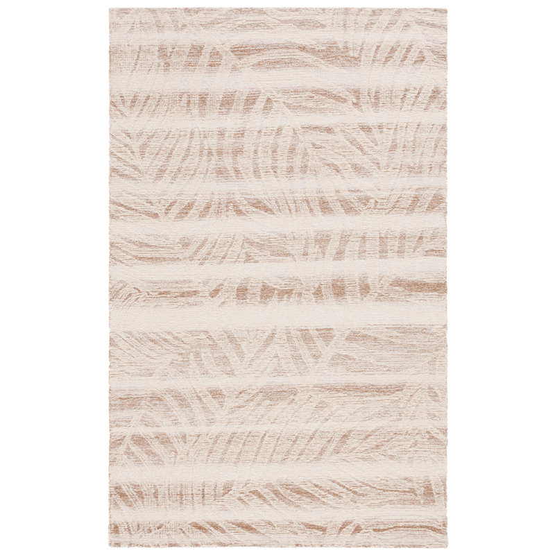Alixe Hand Tufted Wool Cotton Floral Rug in Beige/Ivory, Rectangle 4' x 6'