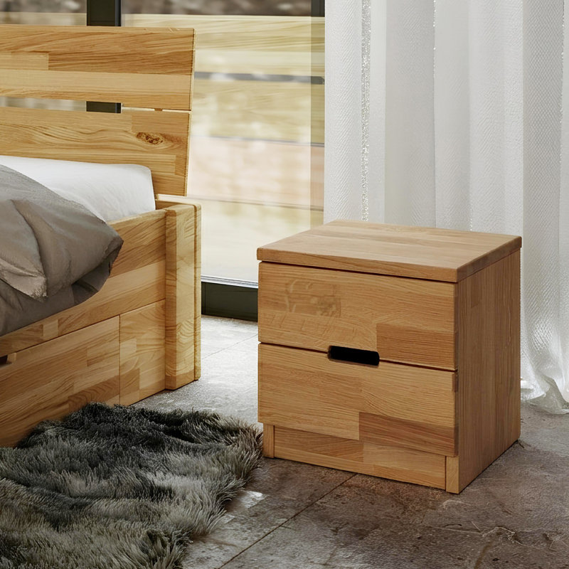 Avaani 2 Drawer Bedside Table, Oak (Natural)